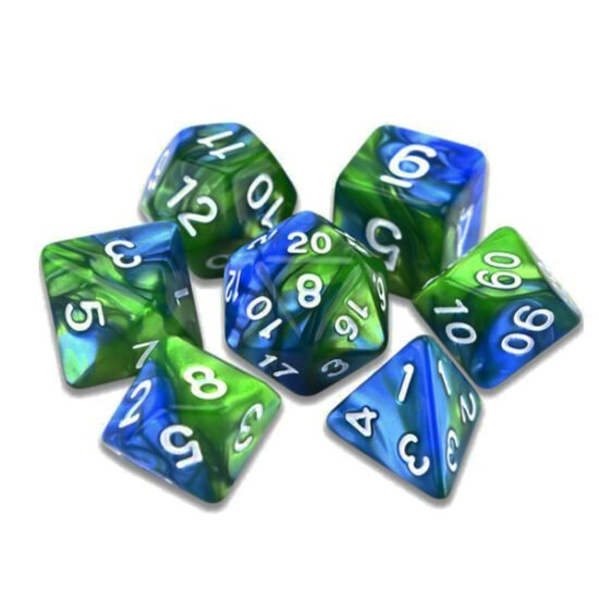 D&D dice Blue green